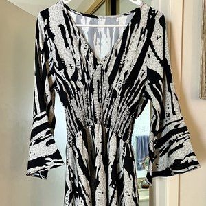 Ruched Multicolor Print Dress